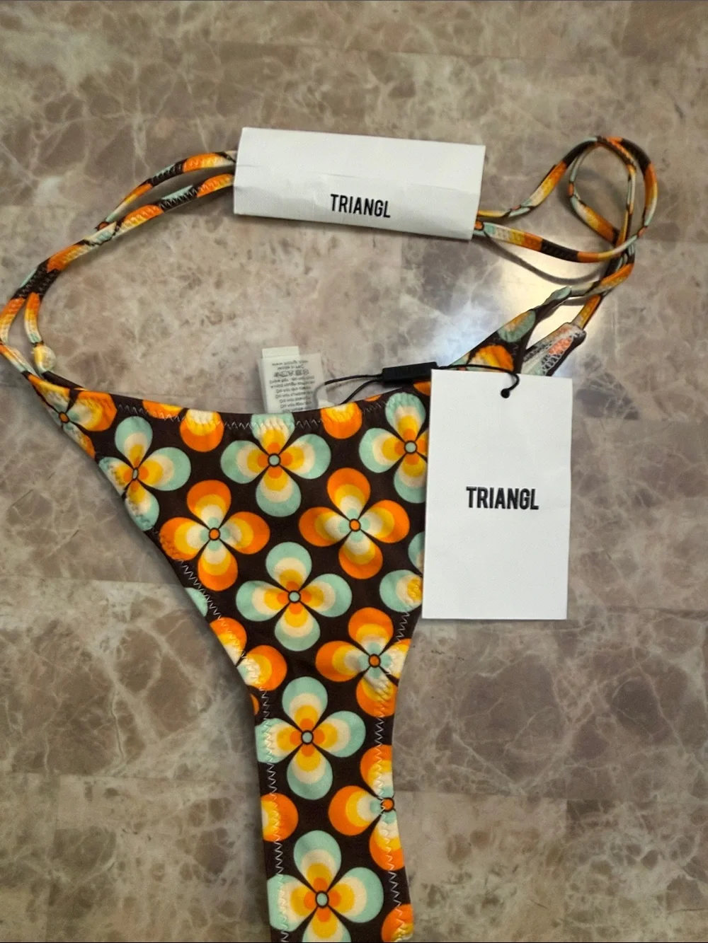 triangl swimwear Orange & Yellow Floral Bikini Set - Picture 3 of 13
